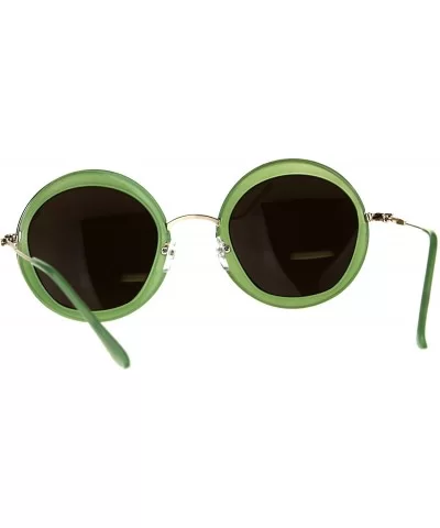 Womens Double Rim Designer Fashion Round Circle Lens Sunglasses - Green Blue - C318CR0DI5Y $6.01 Round