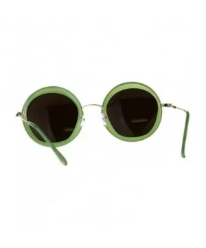 Womens Double Rim Designer Fashion Round Circle Lens Sunglasses - Green Blue - C318CR0DI5Y $6.01 Round