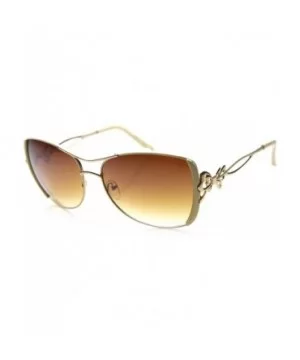 Womens Oversized Bow Ribbon Metal Cut Out Temple Fashion Sunglasses - Creme-gold / Amber - C311AA1O3WZ $7.21 Oversized