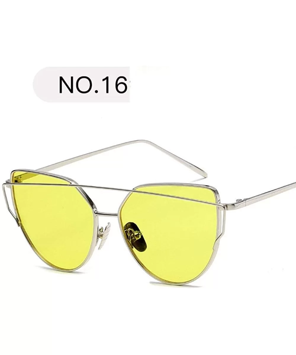 New Fashion Cat Eye Sunglasses Women Luxury Brand Design Mirror Lens C17 - C16 - CC18YR27MUS $6.09 Aviator