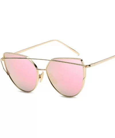 New Fashion Cat Eye Sunglasses Women Luxury Brand Design Mirror Lens C17 - C16 - CC18YR27MUS $6.09 Aviator