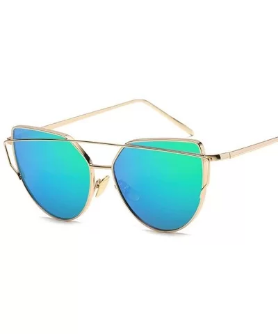 New Fashion Cat Eye Sunglasses Women Luxury Brand Design Mirror Lens C17 - C16 - CC18YR27MUS $6.09 Aviator