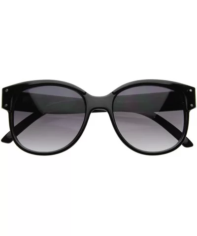 New York Fashion Designer Inspired Round Horn Rimmed Style Sunglasses (Black) - CD116ULAYS7 $6.17 Wayfarer