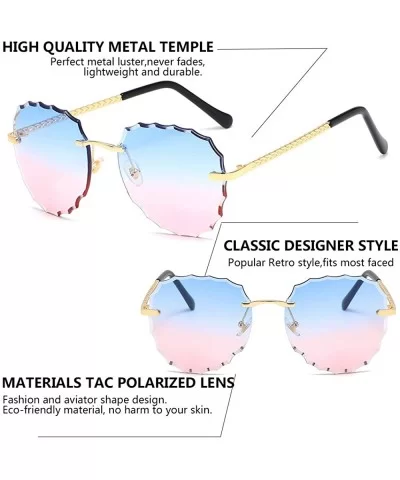 Modern Women Rimless Oversized Sunglasses Colorful Lens UV400 YJ134 - Gold Frame Blue Pink Lens - CM1963Z6LOH $7.19 Rimless