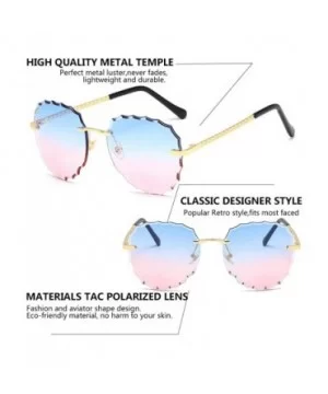 Modern Women Rimless Oversized Sunglasses Colorful Lens UV400 YJ134 - Gold Frame Blue Pink Lens - CM1963Z6LOH $7.19 Rimless