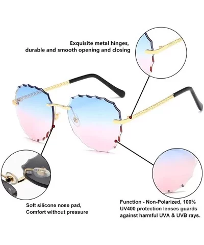 Modern Women Rimless Oversized Sunglasses Colorful Lens UV400 YJ134 - Gold Frame Blue Pink Lens - CM1963Z6LOH $7.19 Rimless