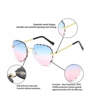 Modern Women Rimless Oversized Sunglasses Colorful Lens UV400 YJ134 - Gold Frame Blue Pink Lens - CM1963Z6LOH $7.19 Rimless