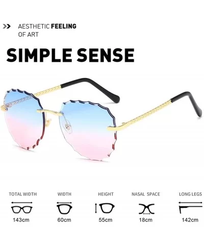 Modern Women Rimless Oversized Sunglasses Colorful Lens UV400 YJ134 - Gold Frame Blue Pink Lens - CM1963Z6LOH $7.19 Rimless