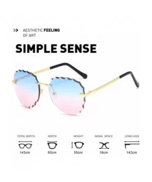 Modern Women Rimless Oversized Sunglasses Colorful Lens UV400 YJ134 - Gold Frame Blue Pink Lens - CM1963Z6LOH $7.19 Rimless