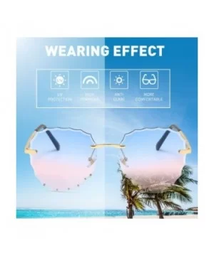 Modern Women Rimless Oversized Sunglasses Colorful Lens UV400 YJ134 - Gold Frame Blue Pink Lens - CM1963Z6LOH $7.19 Rimless