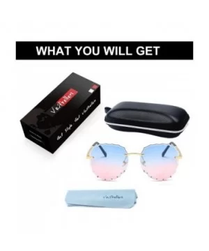 Modern Women Rimless Oversized Sunglasses Colorful Lens UV400 YJ134 - Gold Frame Blue Pink Lens - CM1963Z6LOH $7.19 Rimless