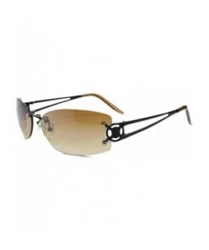 Rimless Rectangle Sunglasses Womens Elegant Slick Design Stylish Frame - Black & Brown - CR18T4E2EGW $10.17 Rimless