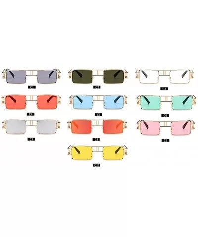 Hollow Legs Square Sunglasses for Women and Men Small Size Alloy Frame Sun Glasses UV400 - C4 Gold Red - CI198GE2D07 $8.55 Sq...