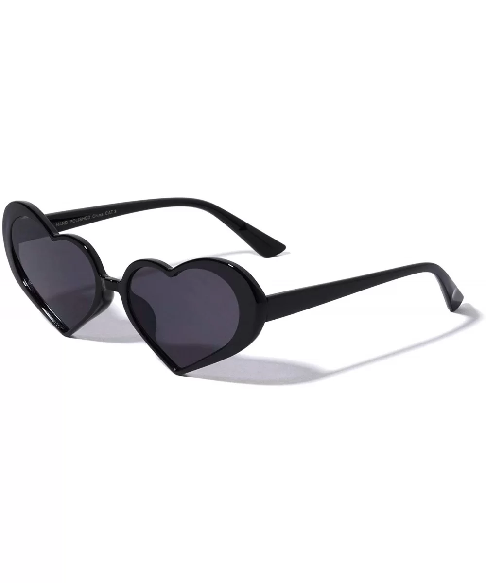 Amour Retro Heart Shaped Fashion Sunglasses - Black - CT196MRWDY6 $12.12 Butterfly