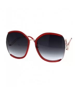 Super Oversized Sunglasses Womens Round Double Frame Curved Arm UV 400 - Gold Red (Smoke) - CS1994HHSLH $8.41 Round