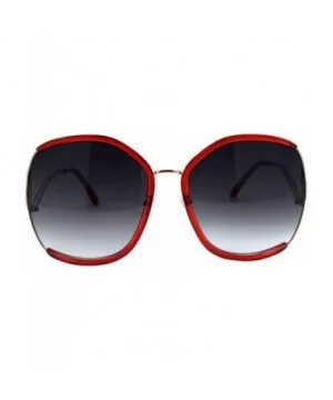 Super Oversized Sunglasses Womens Round Double Frame Curved Arm UV 400 - Gold Red (Smoke) - CS1994HHSLH $8.41 Round