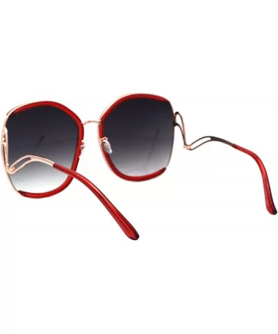 Super Oversized Sunglasses Womens Round Double Frame Curved Arm UV 400 - Gold Red (Smoke) - CS1994HHSLH $8.41 Round