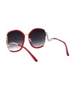 Super Oversized Sunglasses Womens Round Double Frame Curved Arm UV 400 - Gold Red (Smoke) - CS1994HHSLH $8.41 Round