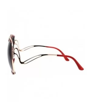 Super Oversized Sunglasses Womens Round Double Frame Curved Arm UV 400 - Gold Red (Smoke) - CS1994HHSLH $8.41 Round