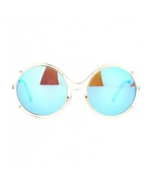 Womens Futuristic Sunglasses Double Metal Rim Round Circle Frame UV 400 - Gold (Sky Mirror) - CB188W8SY3M $5.39 Round