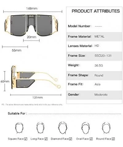 sunglasses 902 personality protection windproof - Gold/Chanpagne - CH199GXQMUK $8.27 Square