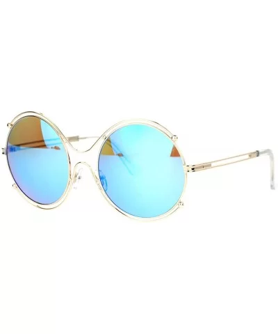 Womens Futuristic Sunglasses Double Metal Rim Round Circle Frame UV 400 - Gold (Sky Mirror) - CB188W8SY3M $5.39 Round