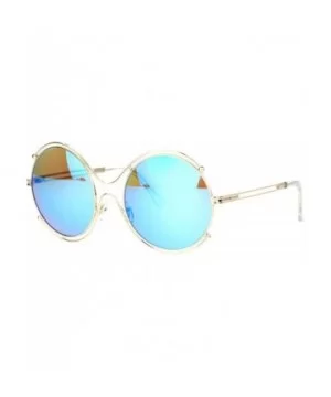 Womens Futuristic Sunglasses Double Metal Rim Round Circle Frame UV 400 - Gold (Sky Mirror) - CB188W8SY3M $5.39 Round