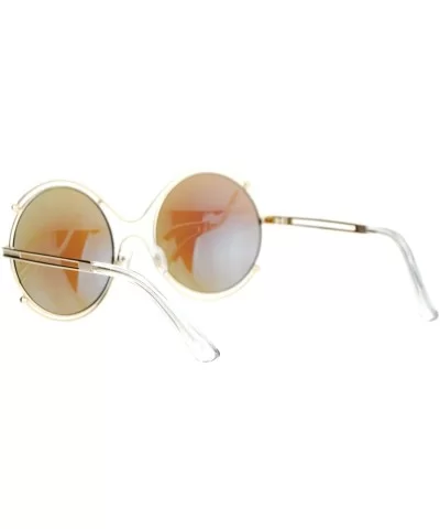 Womens Futuristic Sunglasses Double Metal Rim Round Circle Frame UV 400 - Gold (Sky Mirror) - CB188W8SY3M $5.39 Round