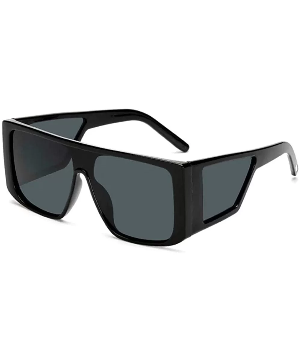 Oversized Boxy Square Steampunk Sunglasses - UNISEX - C1 Black Grey - CV18XRZM3SM $10.20 Square