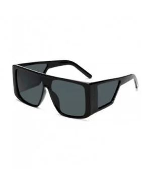 Oversized Boxy Square Steampunk Sunglasses - UNISEX - C1 Black Grey - CV18XRZM3SM $10.20 Square