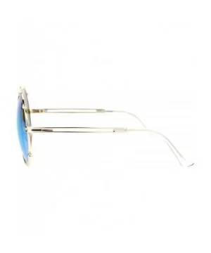 Womens Futuristic Sunglasses Double Metal Rim Round Circle Frame UV 400 - Gold (Sky Mirror) - CB188W8SY3M $5.39 Round