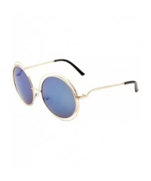 Women Glamour Large Round Sunglasses Multi Metal Wire Frame - Gold/Blue Mirror - CC12O5MA57N $6.11 Oversized