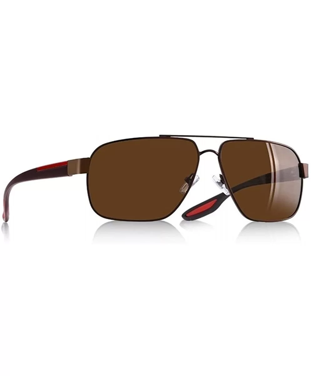 Square Frame Polarized Sunglasses for Men TR90 Elastic Leg UV400 - C5brown - C1199HYK587 $8.48 Square