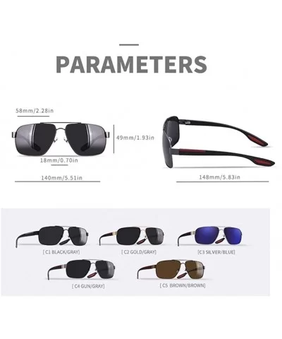 Square Frame Polarized Sunglasses for Men TR90 Elastic Leg UV400 - C5brown - C1199HYK587 $8.48 Square