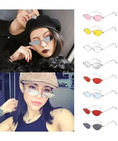 Small Frame Cat Eye Oval Retro Vintage Sunglasses (B) - CO18G8MC0U0 $4.93 Cat Eye