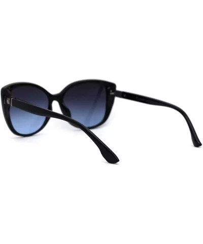 Womens Oversize Cat Eye Jewel Hinge Plastic Sunglasses - Black Silver Blue - CY197MC8O4H $6.28 Oversized