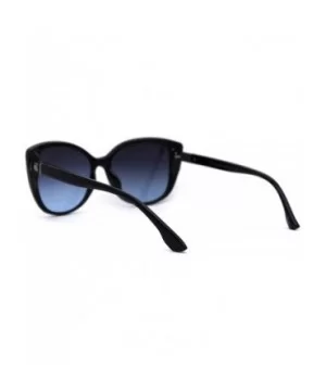 Womens Oversize Cat Eye Jewel Hinge Plastic Sunglasses - Black Silver Blue - CY197MC8O4H $6.28 Oversized