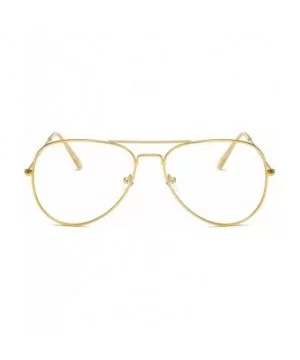 Non Prescription Premium Clear Aviator Glasses Silver Frame Fashion Sunglasses - Shiny Gold - CS18S9XIXT2 $13.87 Aviator