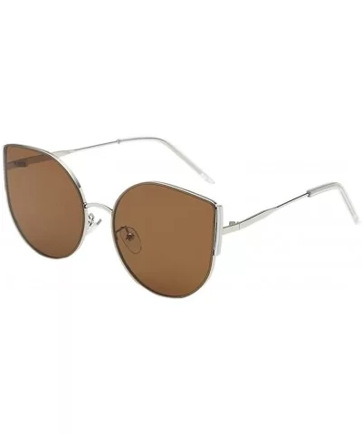 Vintage Sunglasses Irregular Fashion Polarized Sunglasses Semi-Rimless Frame - Brown - CE190NC4CA4 $5.31 Semi-rimless