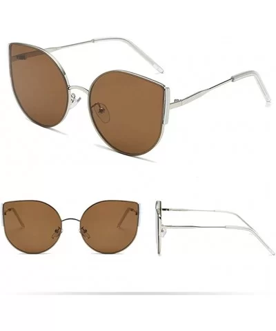 Vintage Sunglasses Irregular Fashion Polarized Sunglasses Semi-Rimless Frame - Brown - CE190NC4CA4 $5.31 Semi-rimless