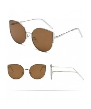 Vintage Sunglasses Irregular Fashion Polarized Sunglasses Semi-Rimless Frame - Brown - CE190NC4CA4 $5.31 Semi-rimless