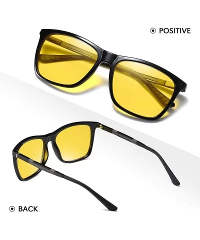 High Definition Polarized Sunglasses for Men Anti-Glare Aviator Driving Vision Glasses(black) - CD193NC0O63 $13.40 Square