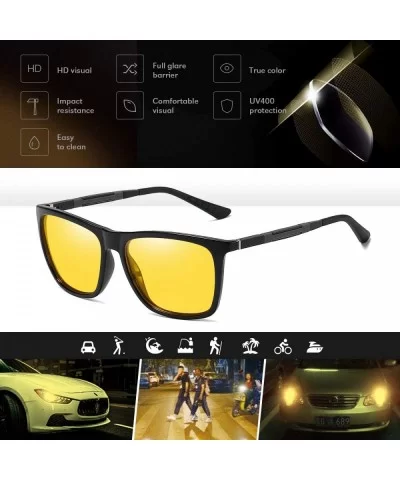 High Definition Polarized Sunglasses for Men Anti-Glare Aviator Driving Vision Glasses(black) - CD193NC0O63 $13.40 Square