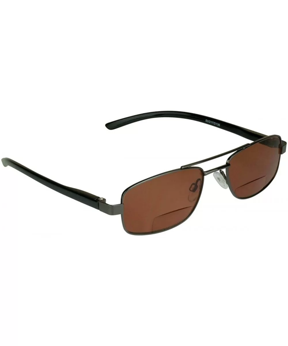 Square Aviator Bifocal Sunglasses with HD Blue Light Blocking- Grey or Amber Lenses. - CS11K1LLASP $12.36 Aviator