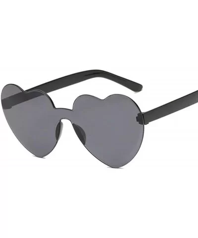 New Fashion Cute Sexy Retro Love Heart Rimless Sunglasses Women Luxury Rose Red - Double Gray - C818XAL7K5U $5.41 Rimless