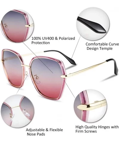 Vintage Womens Polarized Hexagon Sunglasses Gradient 100% UV Protection B2516 - 2 - CF18XRGGCUE $11.84 Oversized