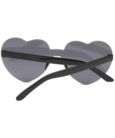 New Fashion Cute Sexy Retro Love Heart Rimless Sunglasses Women Luxury Rose Red - Double Gray - C818XAL7K5U $5.41 Rimless