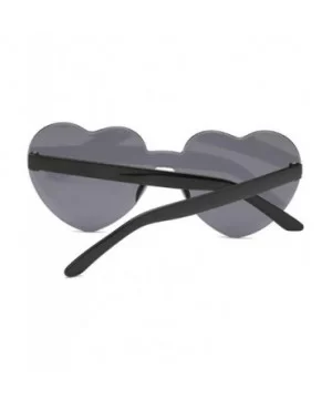 New Fashion Cute Sexy Retro Love Heart Rimless Sunglasses Women Luxury Rose Red - Double Gray - C818XAL7K5U $5.41 Rimless