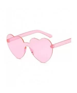 New Fashion Cute Sexy Retro Love Heart Rimless Sunglasses Women Luxury Rose Red - Double Gray - C818XAL7K5U $5.41 Rimless