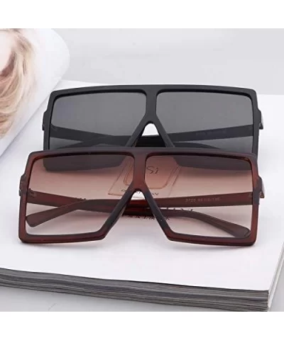 Oversized Sunglasses for Women Square Shield Plastic Frame 100% UV400 Protection - Brown a - CQ18U0A5RTO $5.68 Square